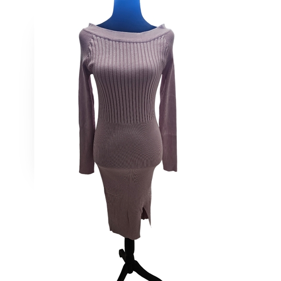 NWT Slim Fit Rib Knit Boat Neck Stretch Bodycon Dress Small - Picture 4 of 13